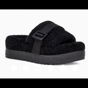 New Ugg Fluffita Black Platform Slides